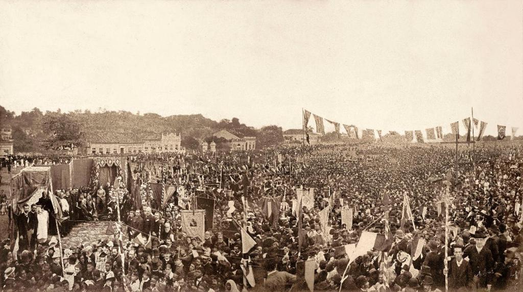 Messe célébrée le 17 mai 1888, sur le champ de São Cristóvão, à Rio de Janeiro, pour fêter la fin de l'esclavage au Brésil. 